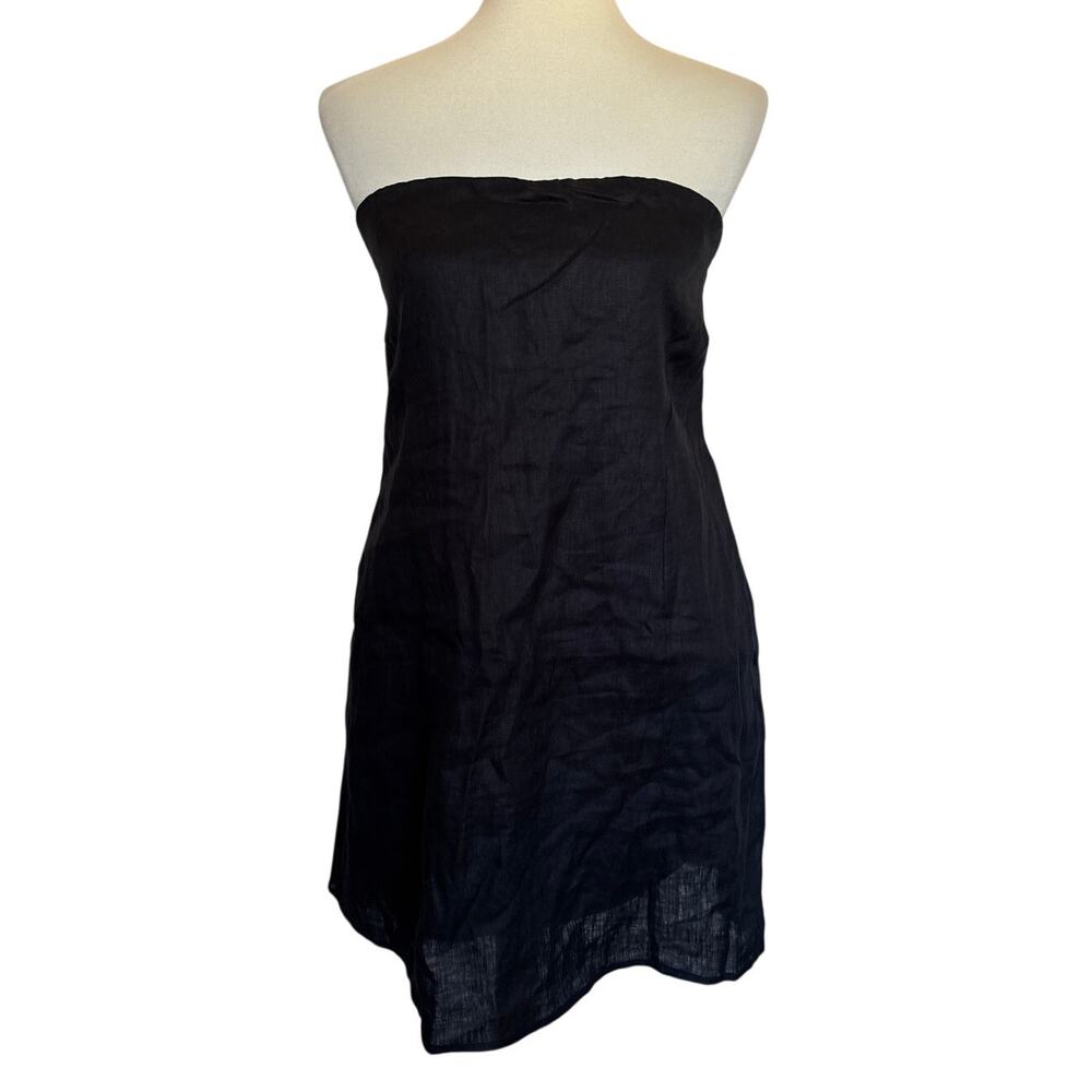 DIssh Simona Strapless Linen Dress - Black - 8